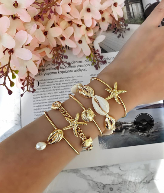 BLUE DOLPHIN - Bracciale combinato Stelle Marine e Conchiglie con perla - Premium Gioielli from SELLING FOX MAGIC SHOP - Just €19.99! Shop now at Selling Fox Magic Shop