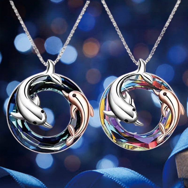 BLUE DOLPHIN - Collana con pendente circolare in cristallo - Premium Gioielli from SELLING FOX MAGIC SHOP - Just €19.99! Shop now at Selling Fox Magic Shop